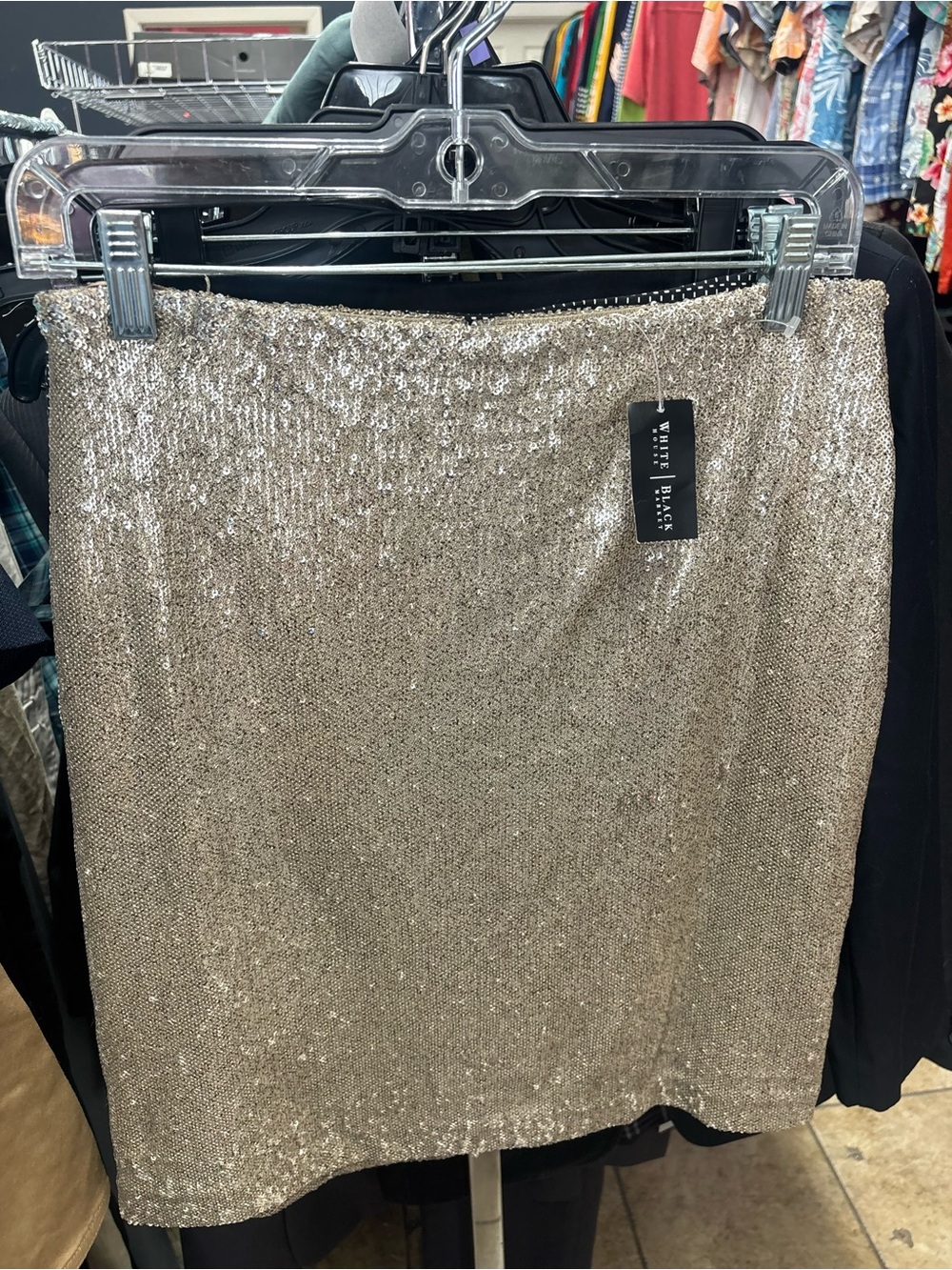 White House Black Market Metallic Gold Sequin Mini Skirt
